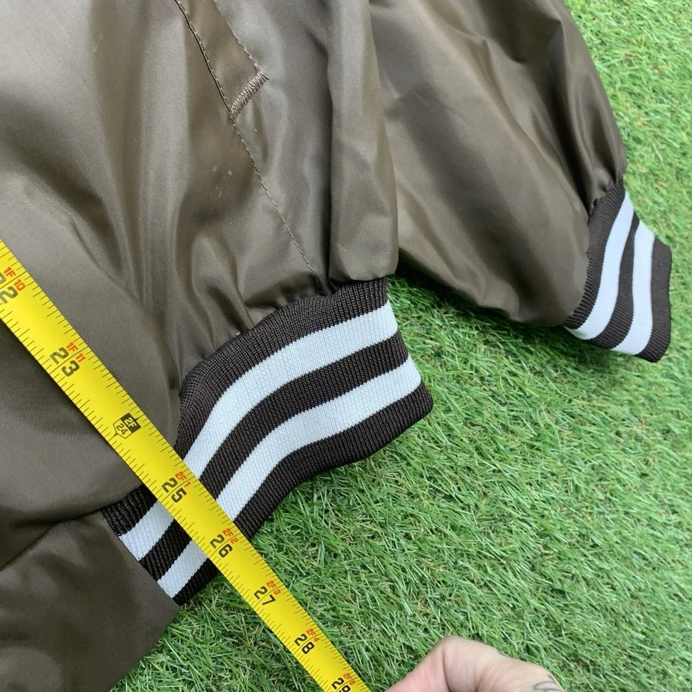 Vintage NFL Cleveland Browns Swingster Jacket Mens Large Brown Snap Close 90s